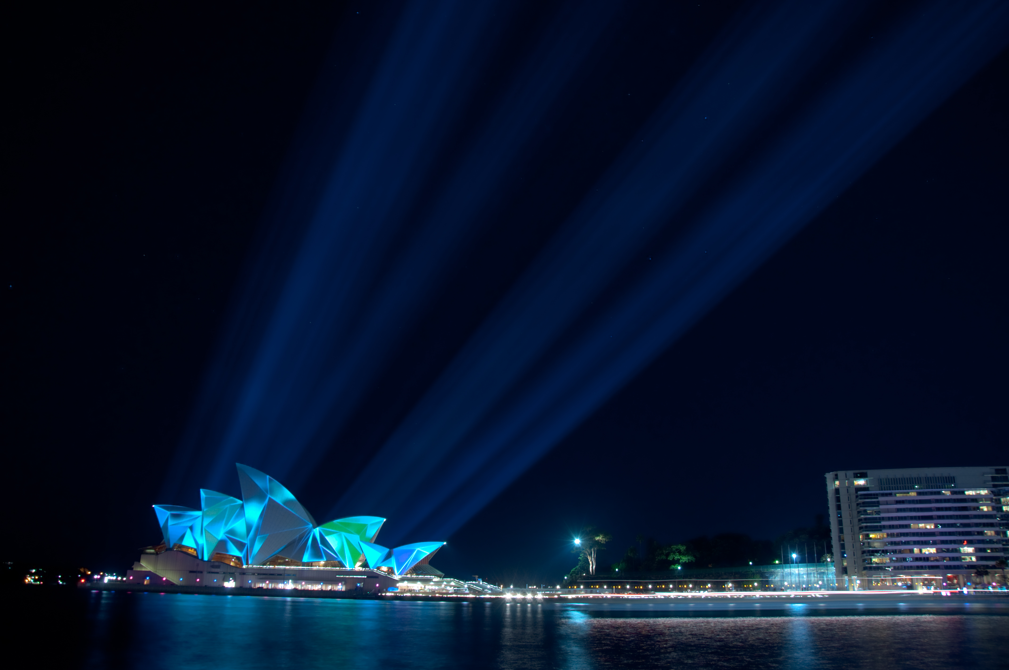 Vivid Sydney festival lights at night