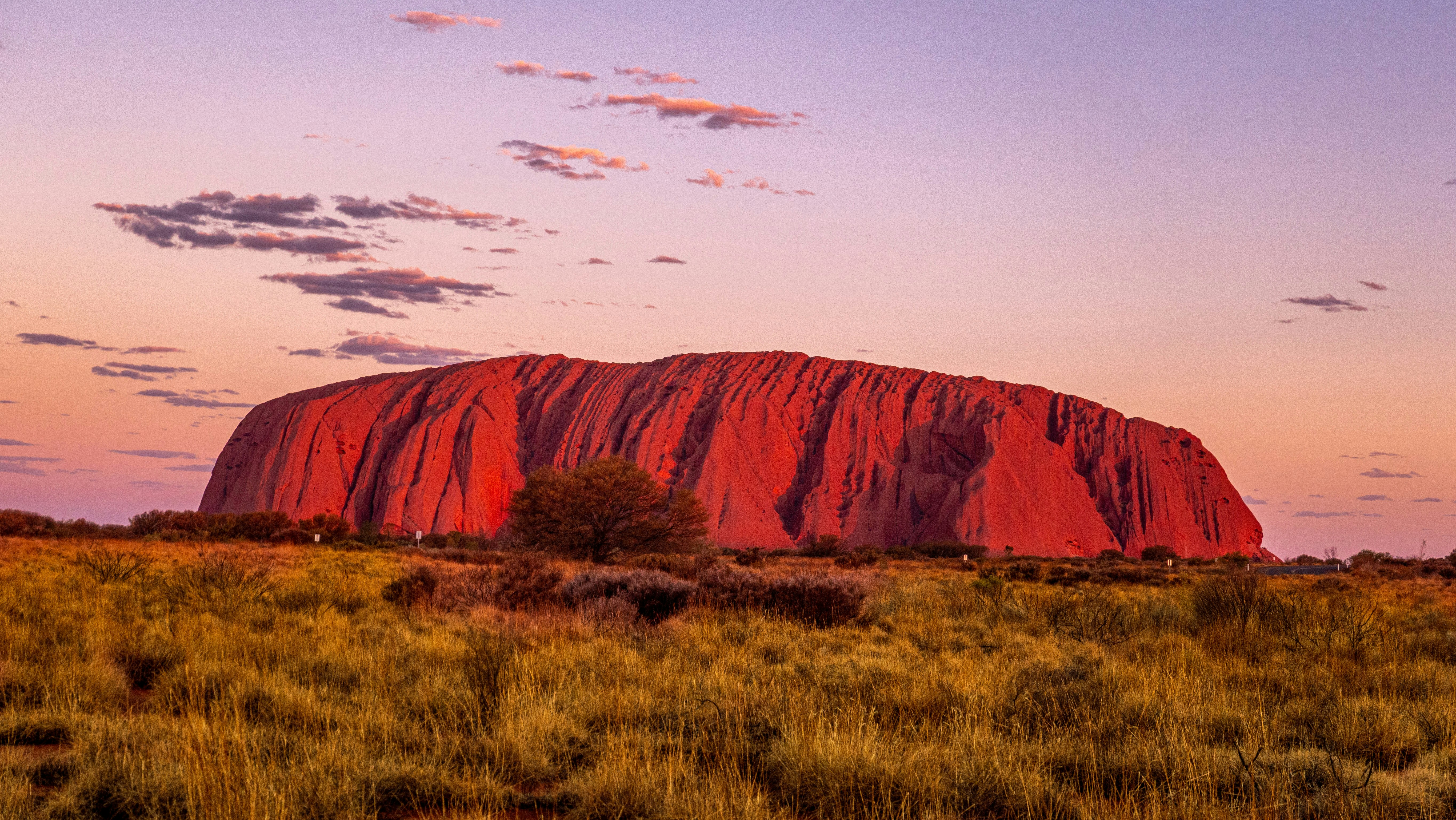 Uluru at sunset in the Australian outback